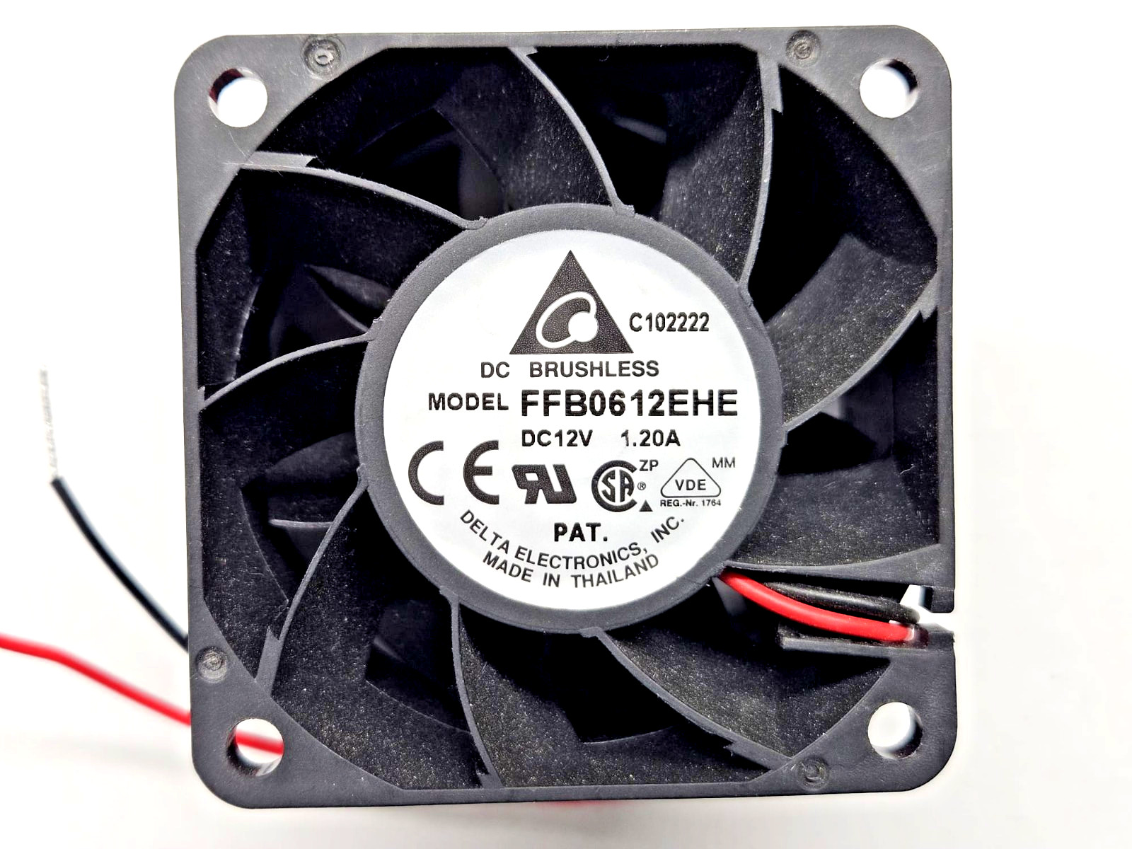 FFB0612EHE, FAN 12VDC 60mm Square x 38mm, 50.1CFM   2-wire  Qty-2pc
