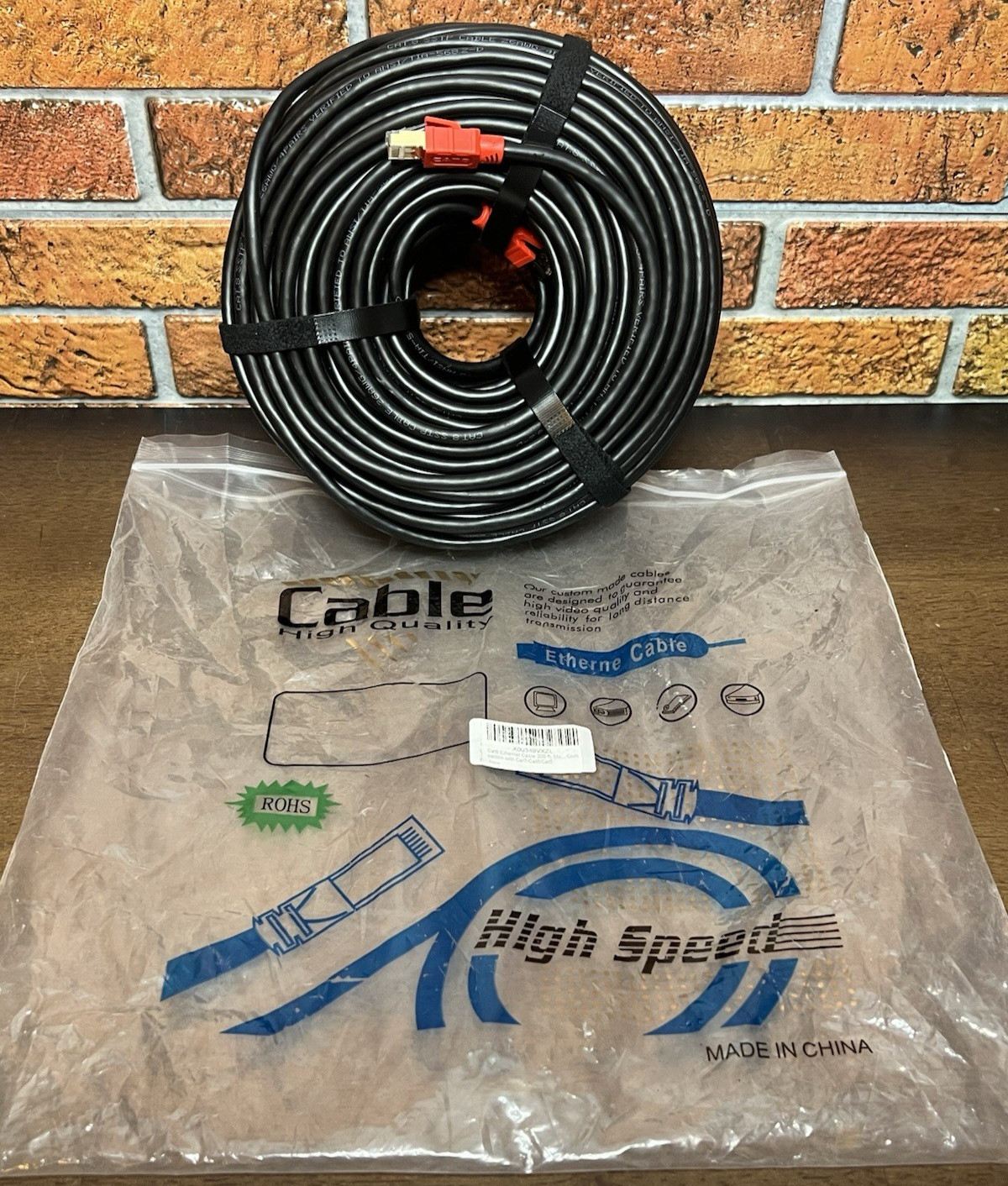Cat. 8 SSTP Ethernet Cable 26 AWG RJ45 Gold Plated Connectors 200 ft. - New