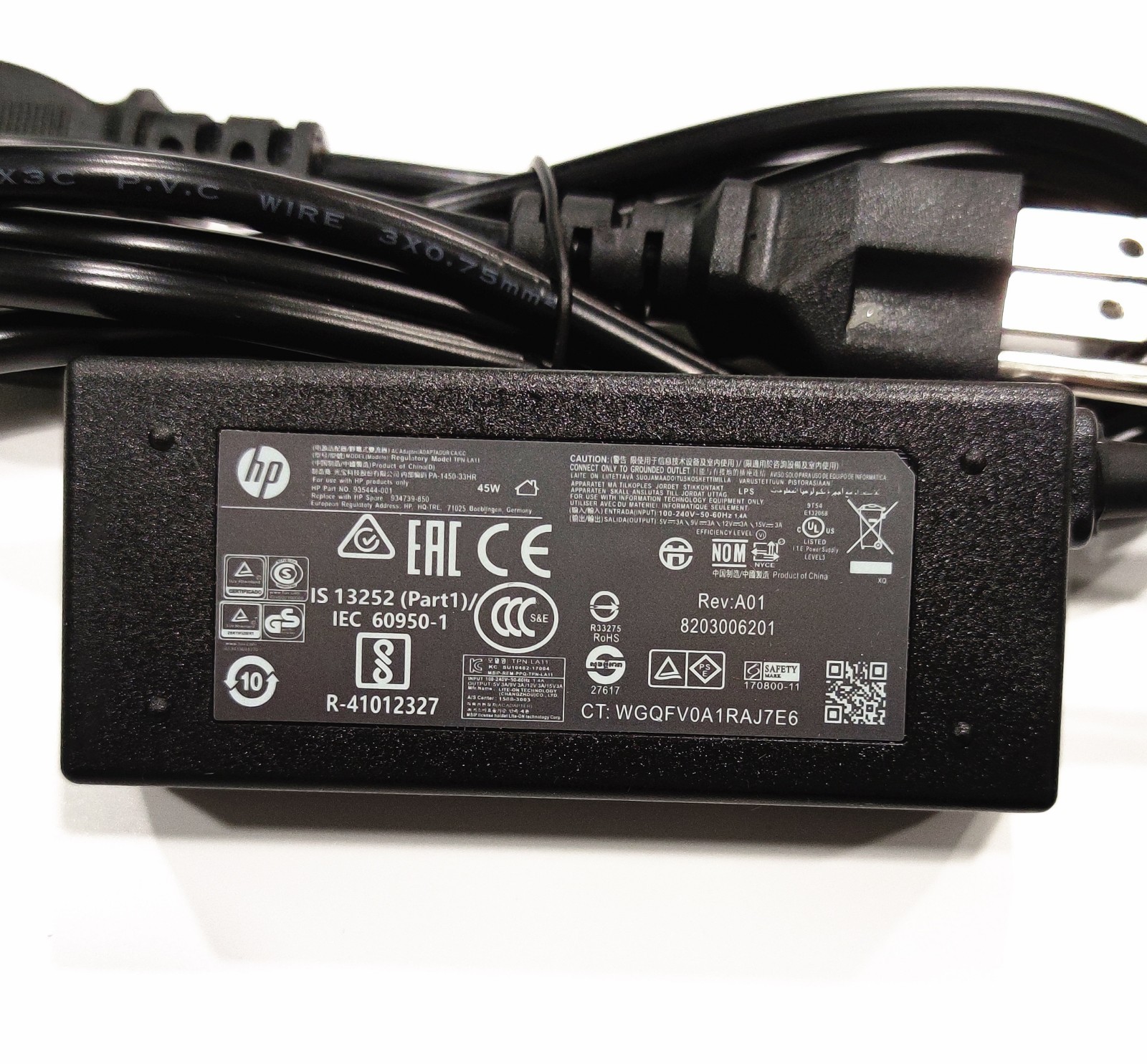 Genuine OEM HP 45W USB C Type C AC Power Adapter Charger L42206-002 L43407-001