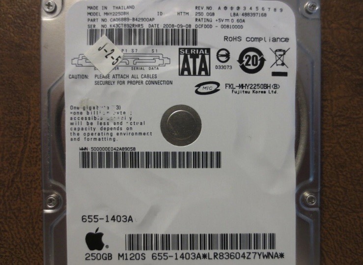 Fujitsu MHY2250BH CA06889-B42900AP 0CFD0D-0081000D Apple#655-1403A 250gb Sata 