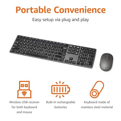 AMAZON BASICS ULTRA PREMIUM WIRELESS KEYBOARD AND MOUSE COMBO, -  BLACK
