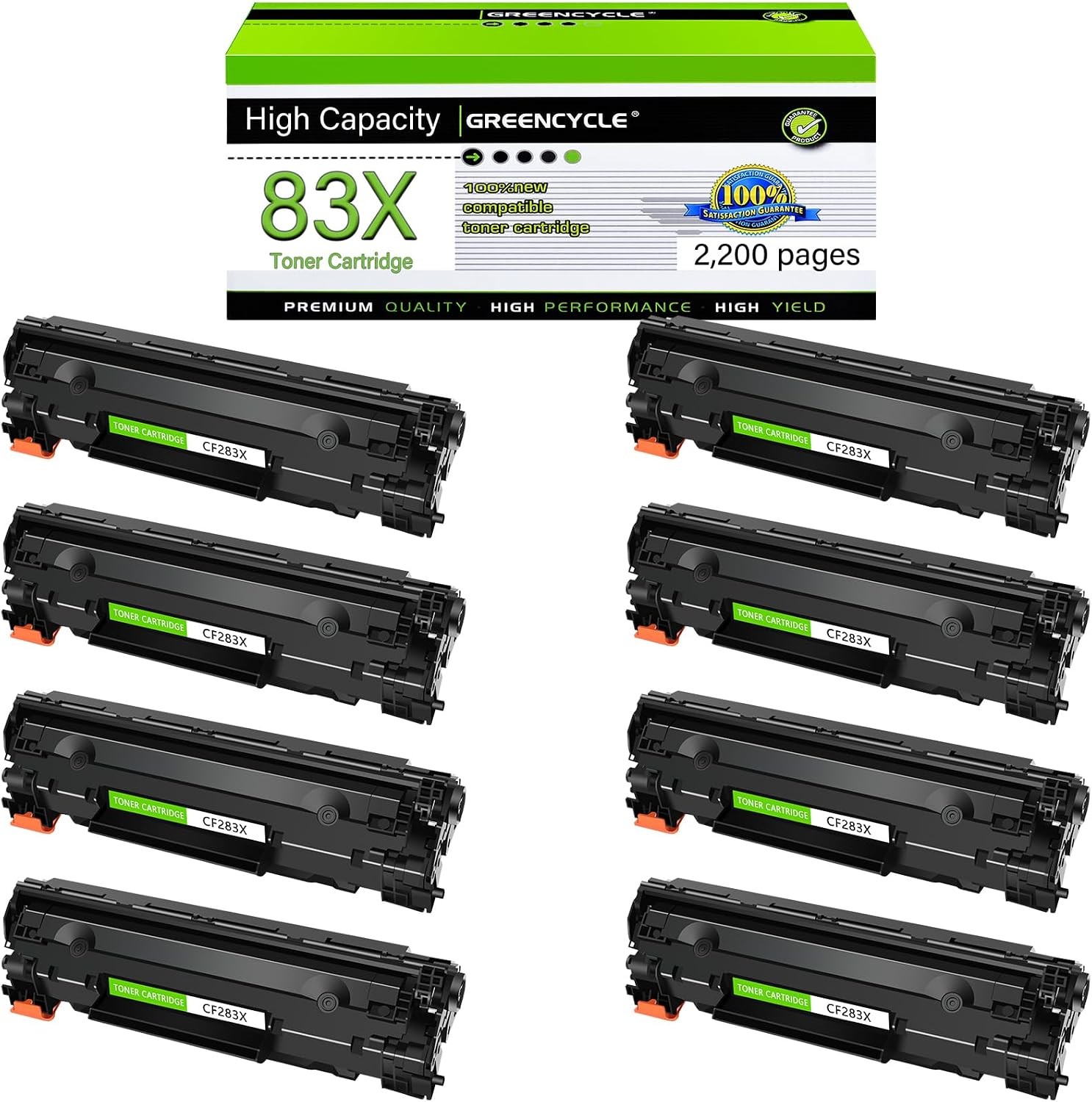 8PK Black CF283X Toner Cartridge for HP LaserJet Pro M201n M201dw M202n M202dw