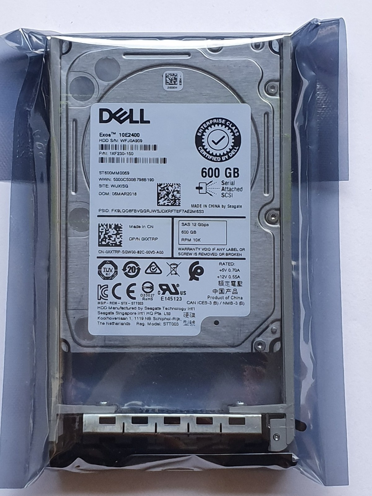 600 GB SAS Dell Seagate ST600MM0069 0XXTRP 10000rpm 12Gb/s HDD 2.5" New + caddy