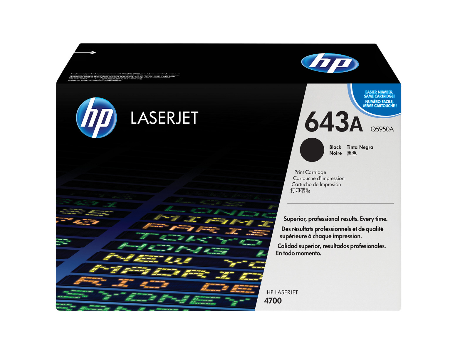 HP 643A Black Original LaserJet Toner Cartridge, ~11,000 pages, Q5950A