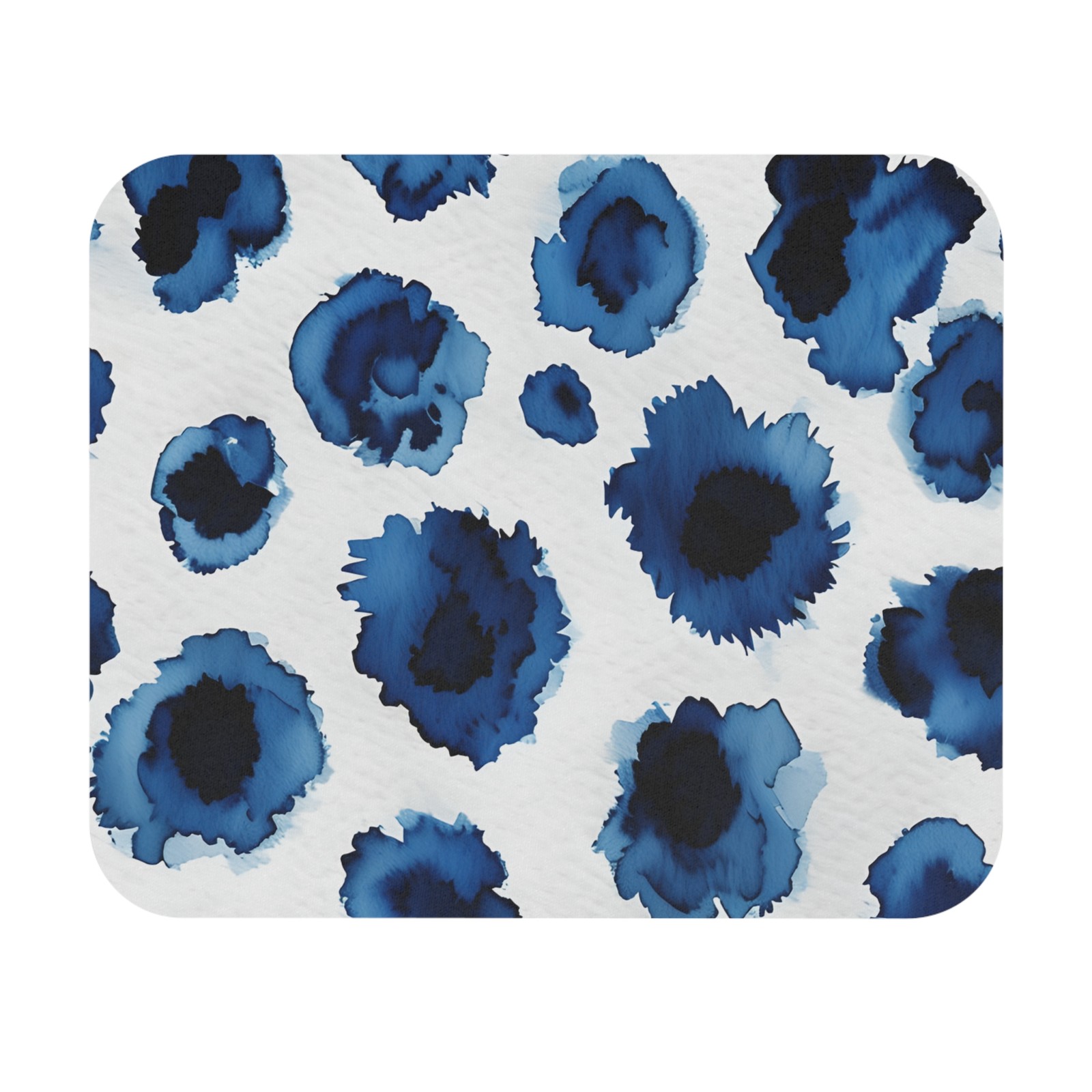 Indigo Watercolor Leopard Spots Mouse Pad | Blue Animal Print Desk Mat