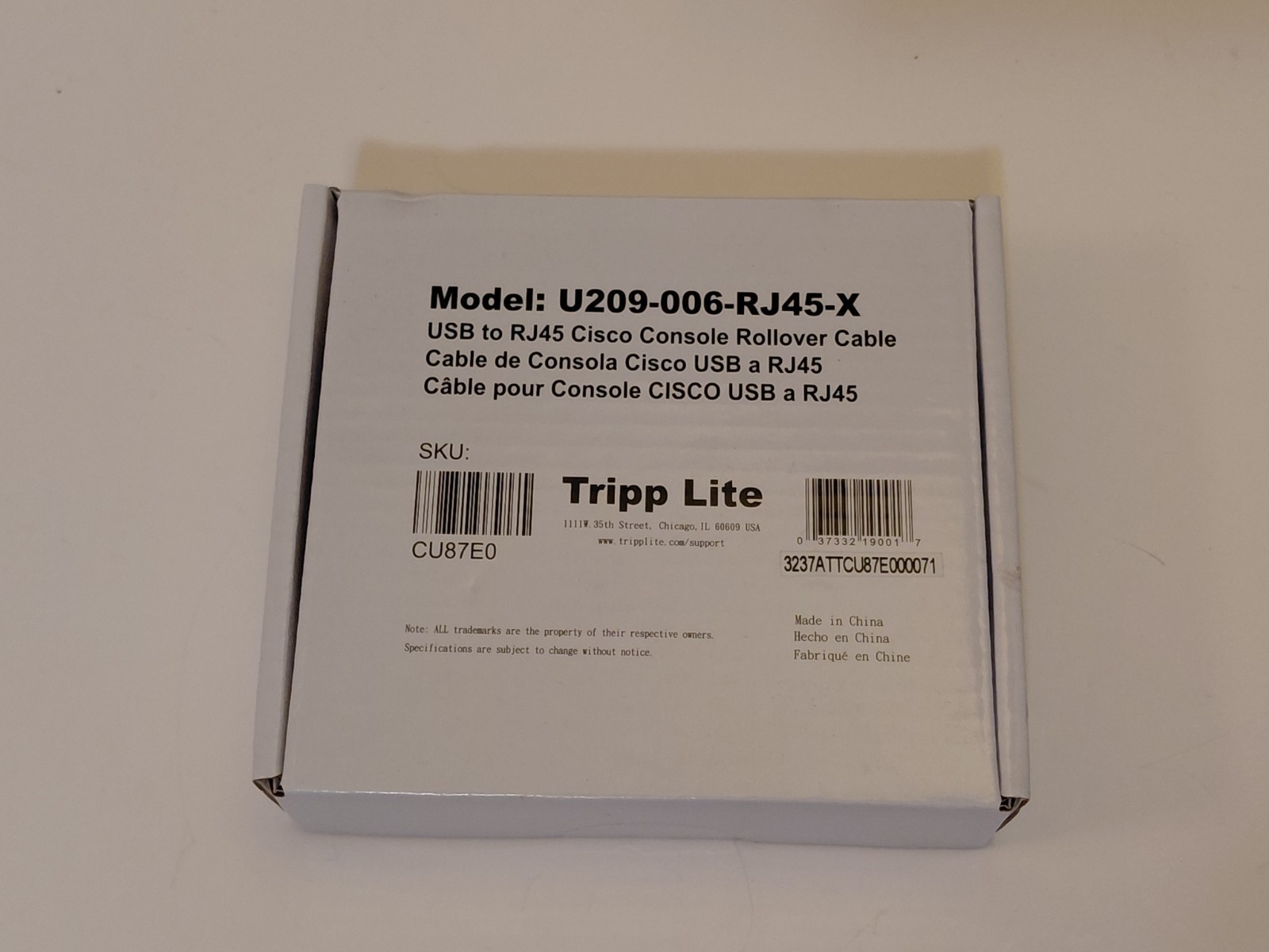 TRIPP LITE USB to RJ45 Cisco Serial Console Rollover Cable 6ft U209-006-RJ45-X