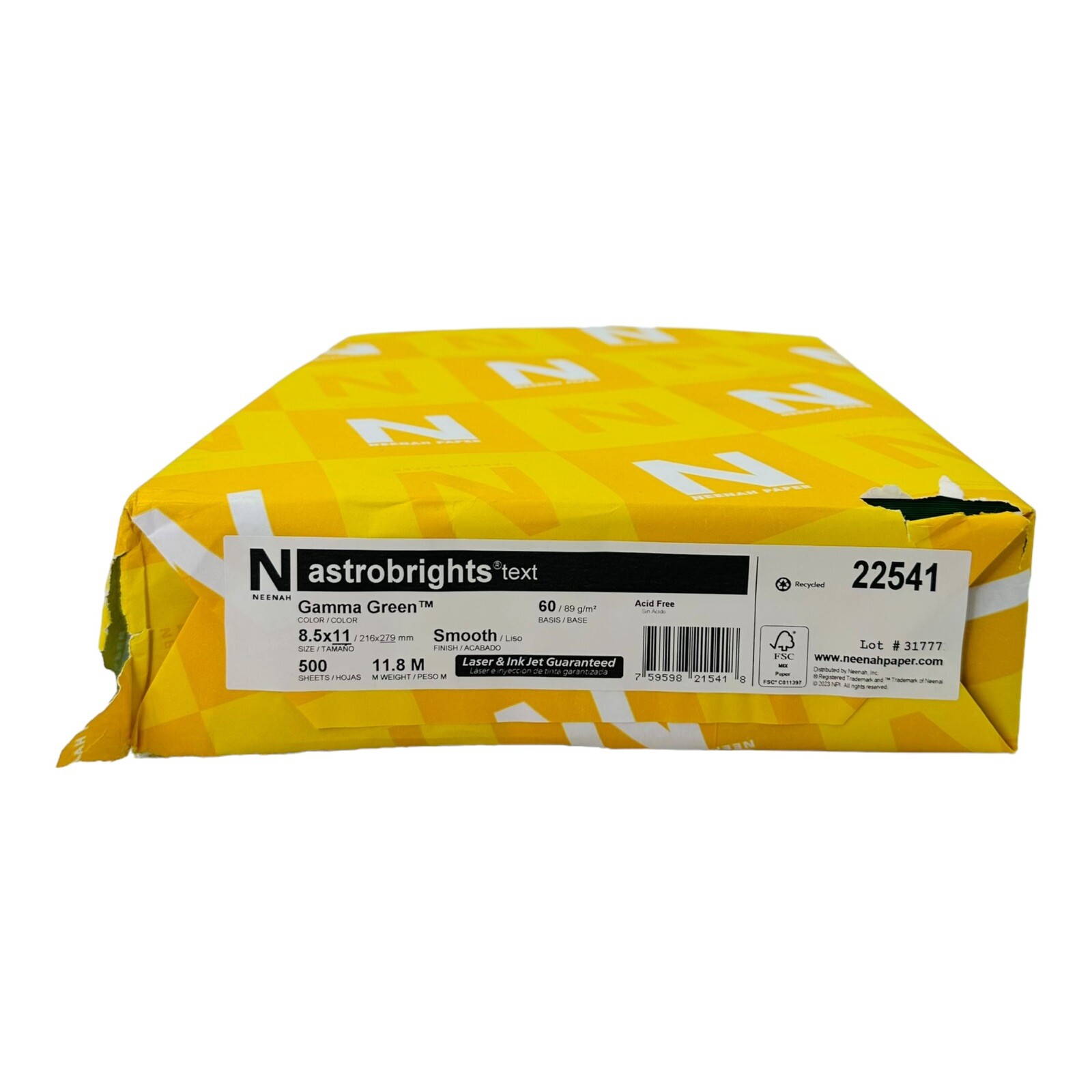500 Sheets Neenah Astrobrights Gamma Green Copy Paper Text 8.5" x 11" 24lb