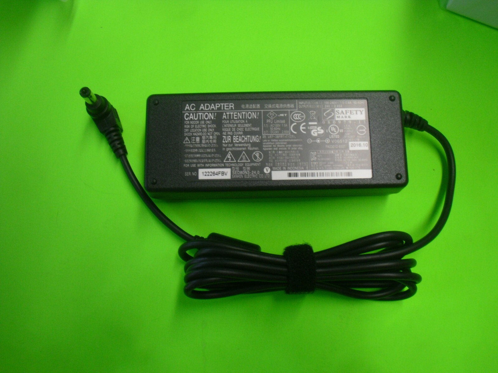 Used  AC Power Adapter Supply for Fujitsu fi-7160 fi-7180 fi-7260 fi-7280 24V