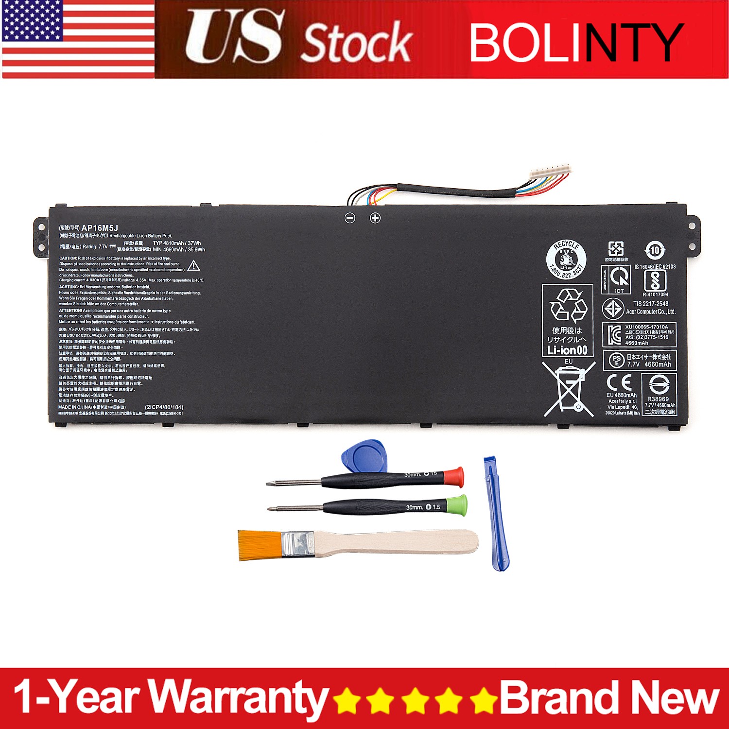 AP16M5J Battery for Acer Aspire 3 A314-31 A315-21 A315-51 ES1-523 5 A515-51 37Wh
