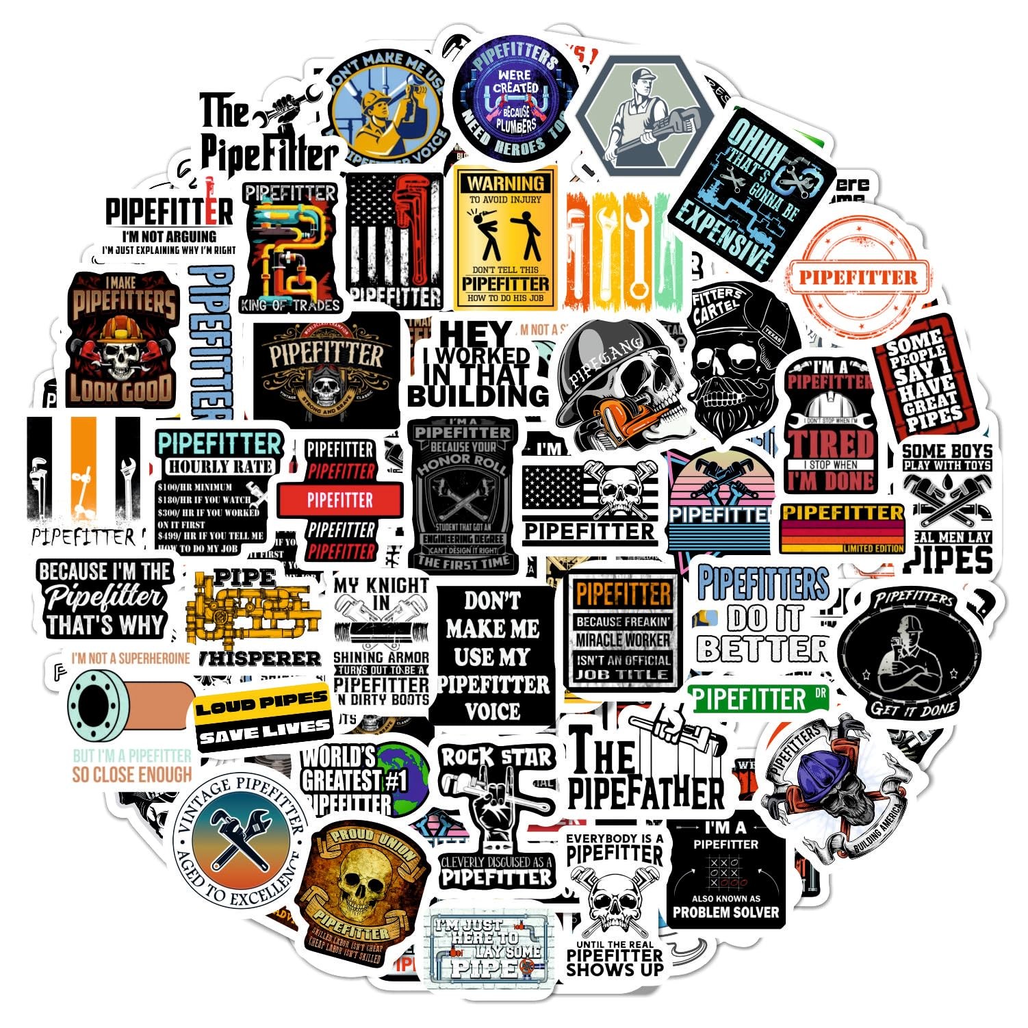 100Pcs Funny Pipefitter Stickers for Hard Hat,