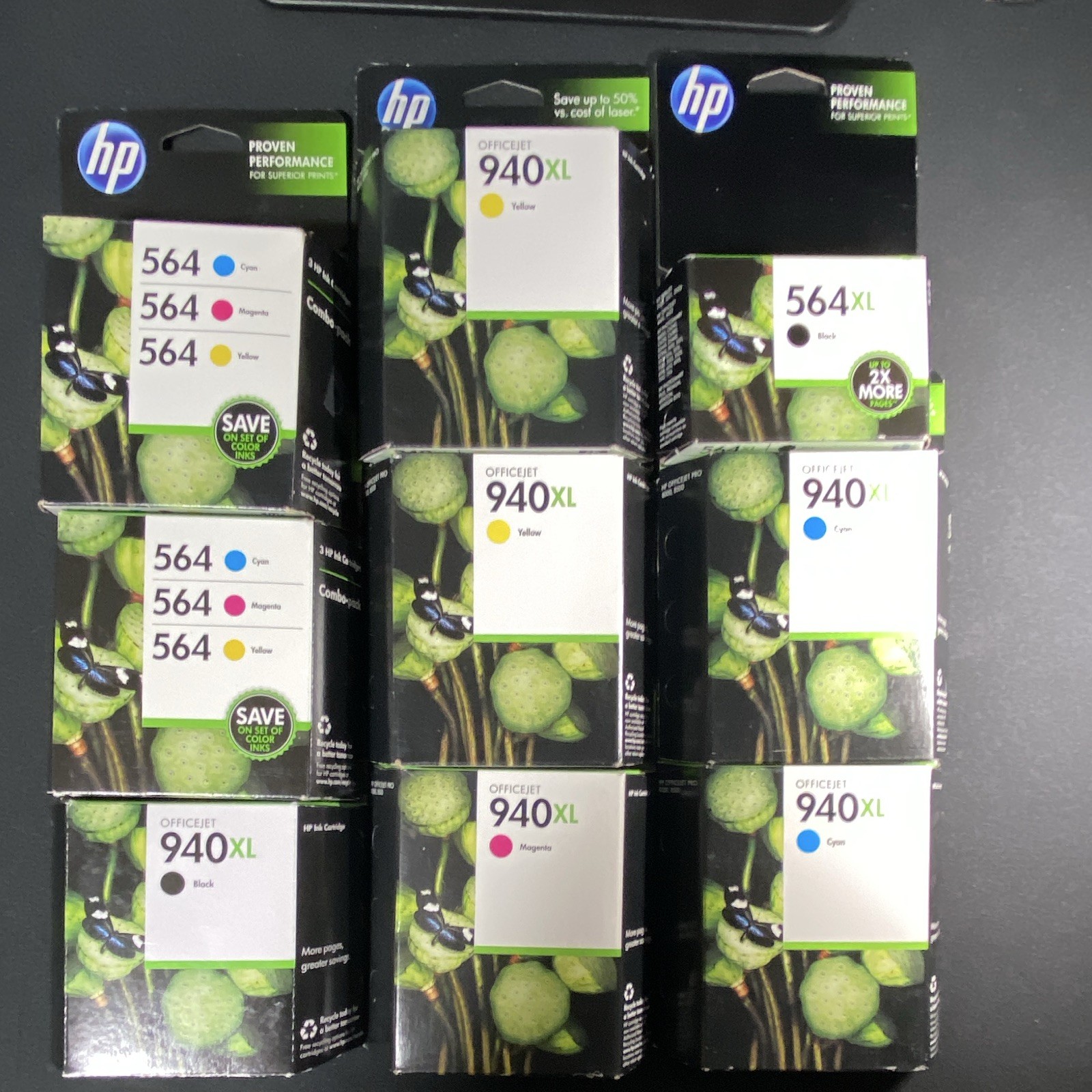 HP Genuine Original Ink Cartridges 940XL 564XL Black Color  Inkjet Lot Expired 