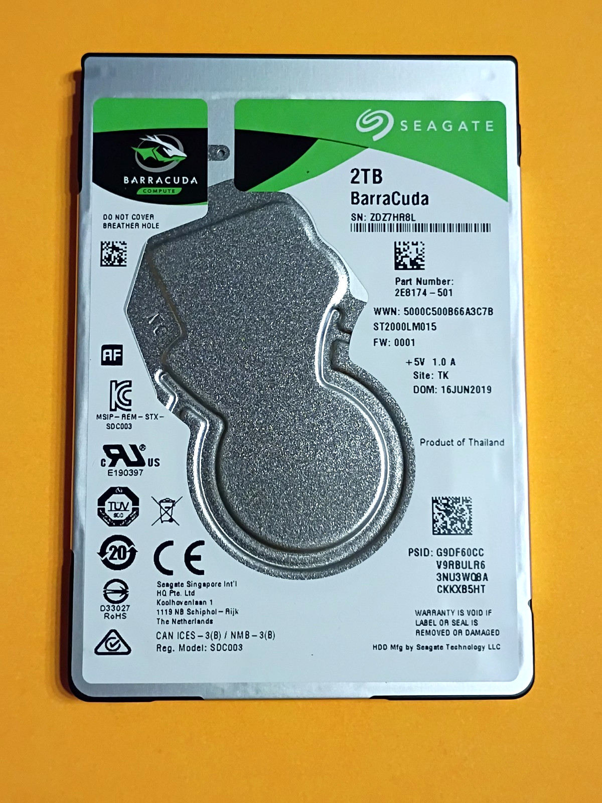 2TB Seagate BarraCuda ST2000LM015 2.5" Thin Hard Drive - [28.4K Hours] TESTED✅