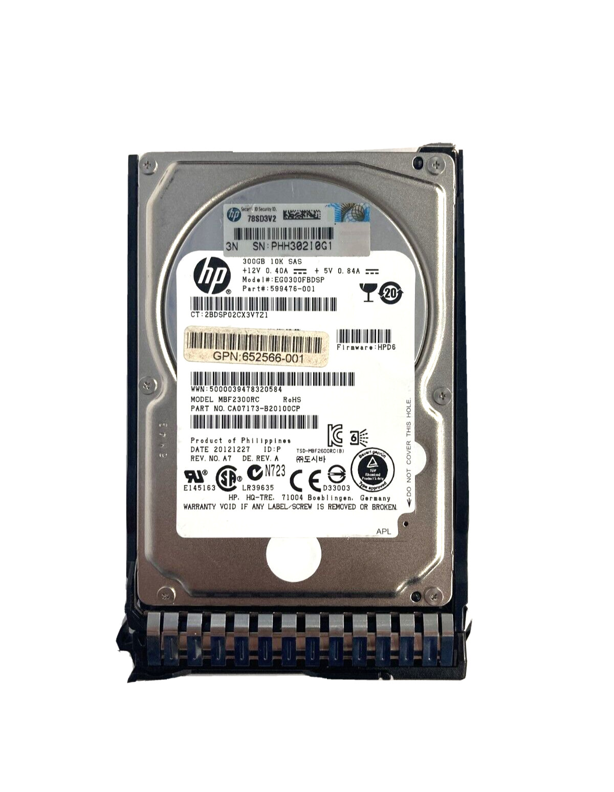 HP EG0300FBDSP HDD 300GB SAS 6Gb/s 2.5" 599476-001 512 b/s (Lot of 2)