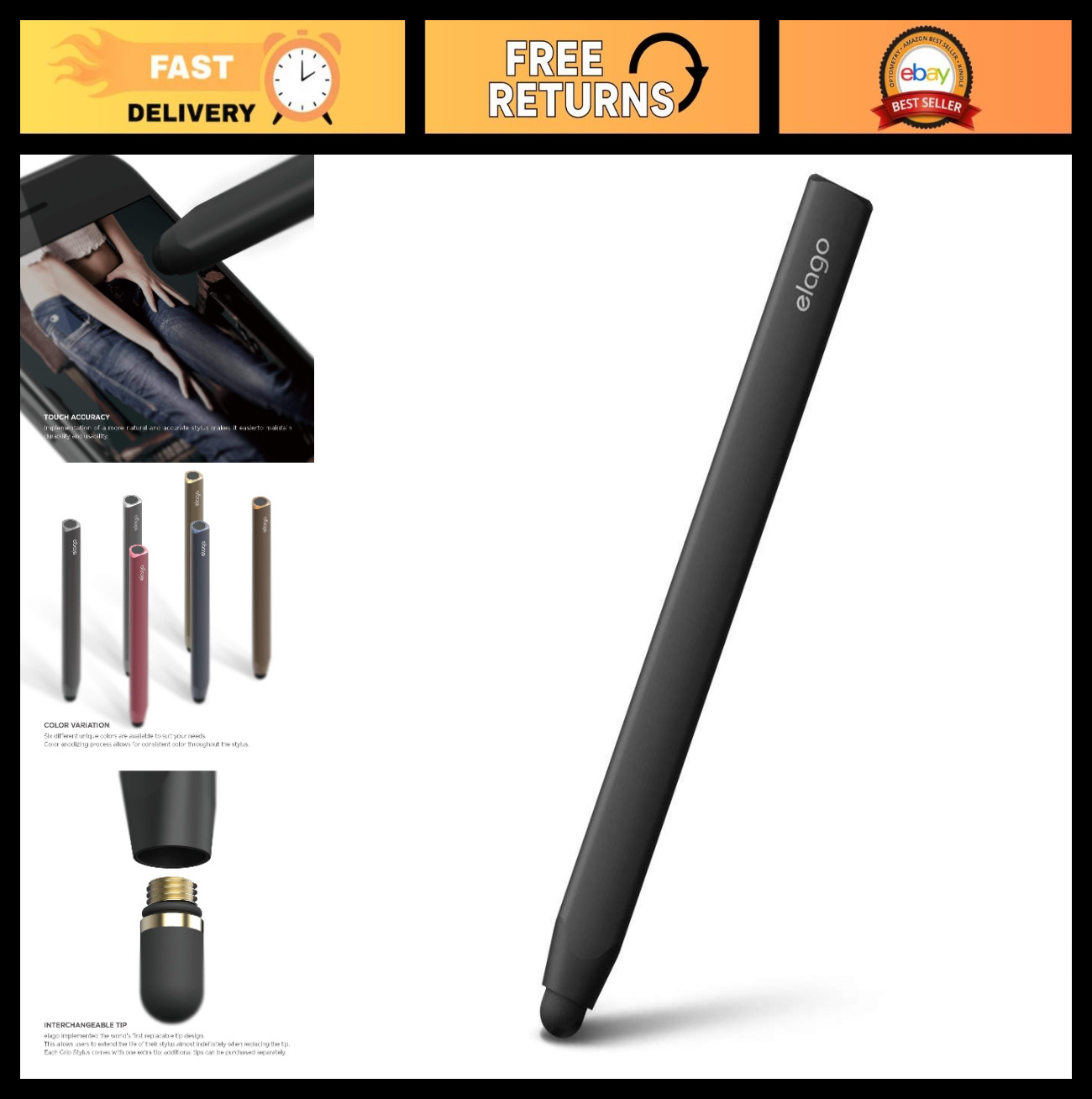 Premium Aluminum Stylus Pen for Touch Screen Tablets | Ergonomic Grip, Precise C