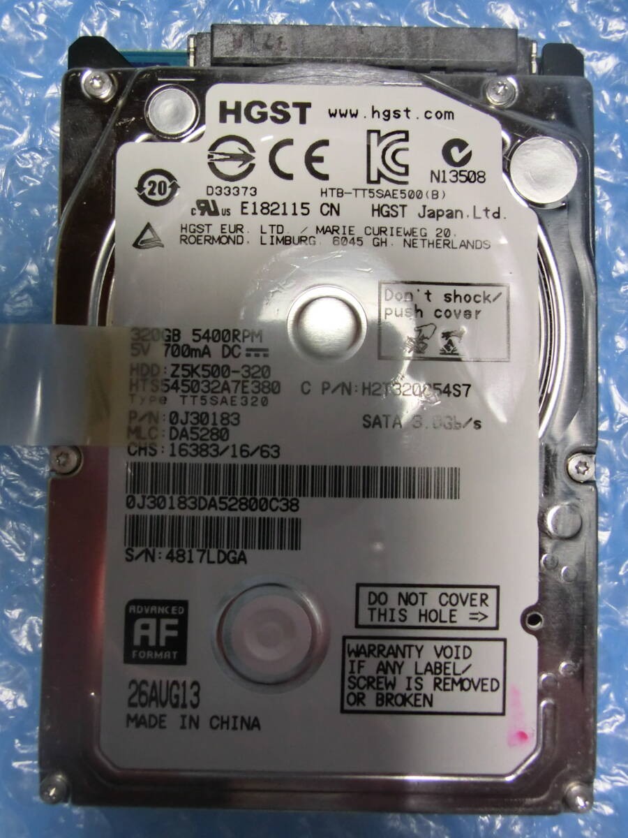 [Used] HGST HTS545032A7E380 320GB/8MB 4727 hours - Management No.: D133