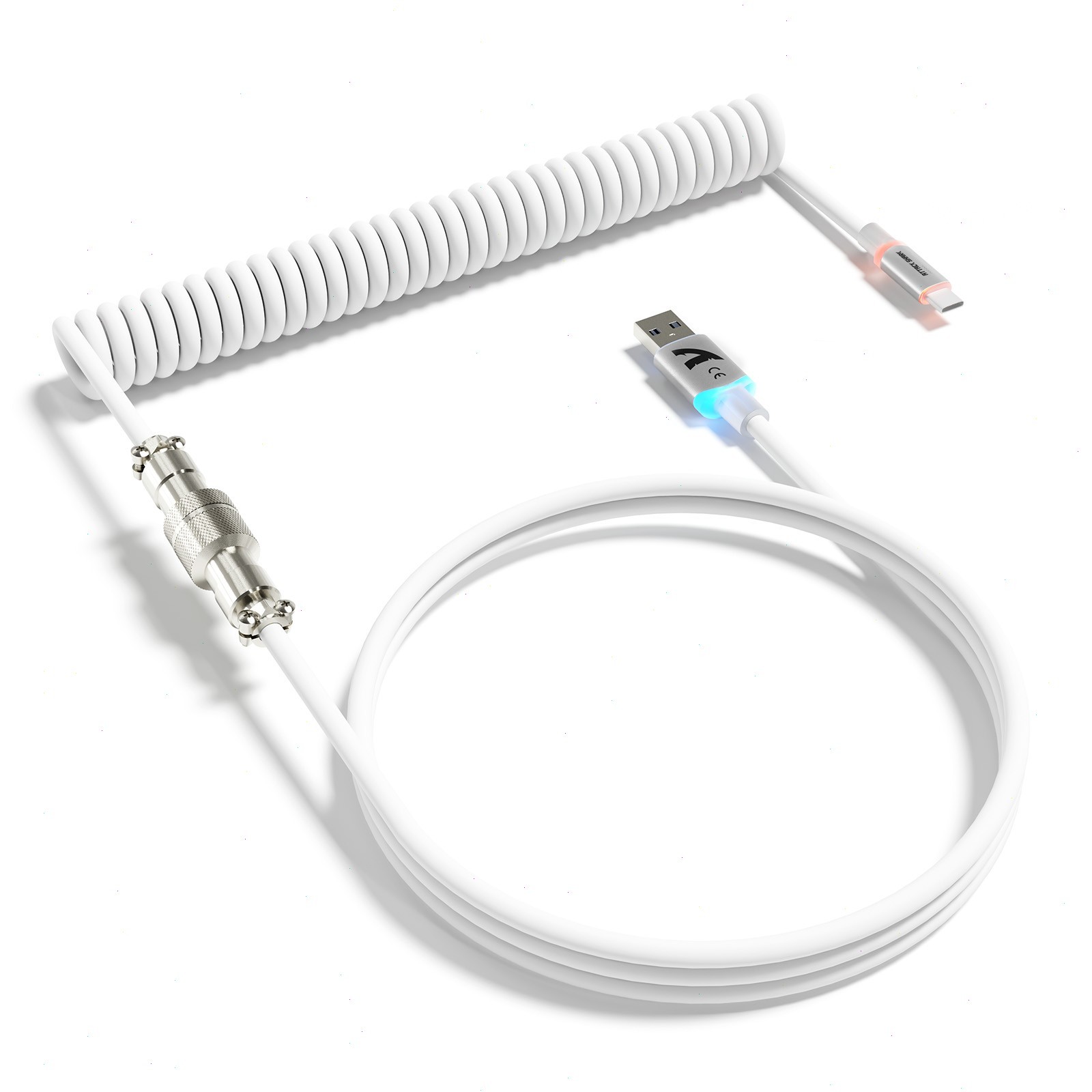 ATTACK SHARK C01 ULTRA Coiled USB C Cable Double Sleeved with RGB Light Plug