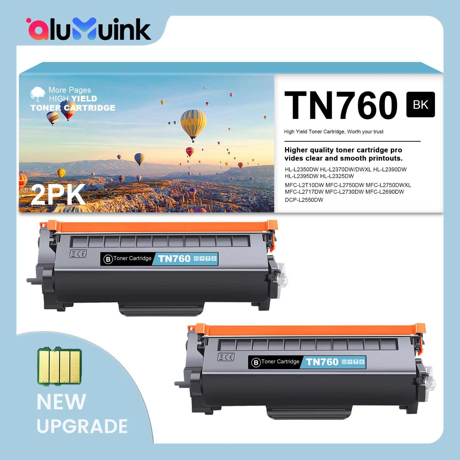 TN760 TN-760 TN730 2Black Replacement For Brother Toner HL-L2325DW MFC-L2T10DW