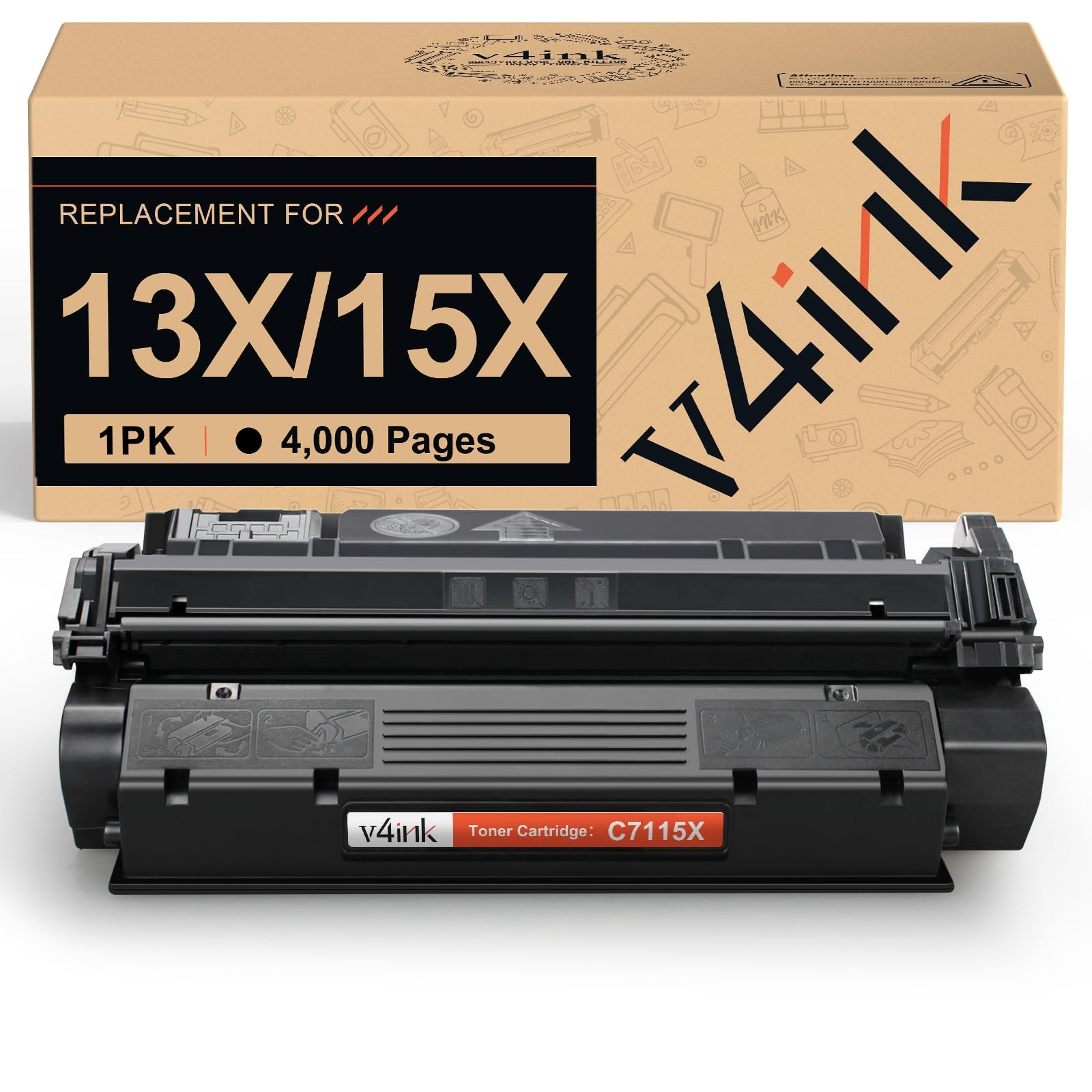v4ink C7115X Toner Compatible HP C7115X Q2613X Toner 1-Pack High Yield C7115X