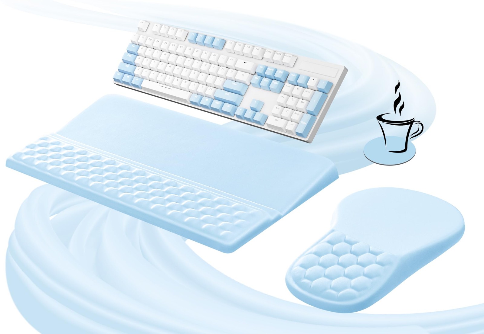 Ospelelf Keyboard Wrist Rest and Mouse Pad Set, Ergonomic Memory Foam Wrist S...