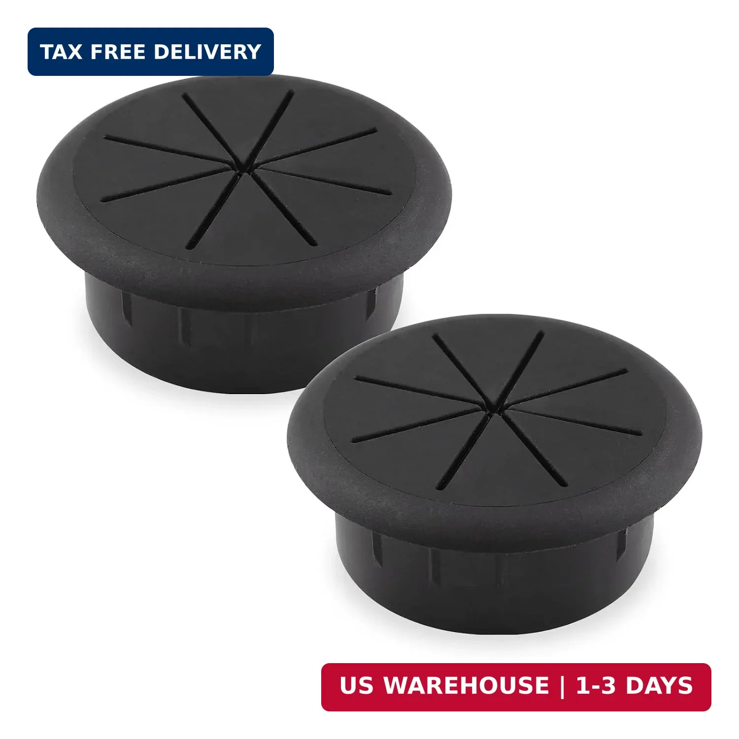 2pcs 2 Inch Cable Grommet, Black | Flexible Desk Grommet, Cable Cord Hole Plug,