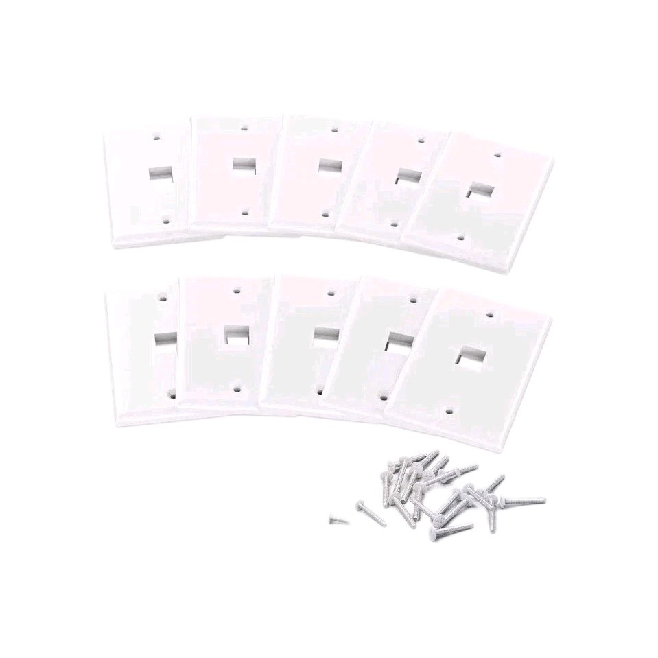 iwillink 1-Port Keystone Wall Plate 10-Pack, Low Profile Ethernet Wall Plates