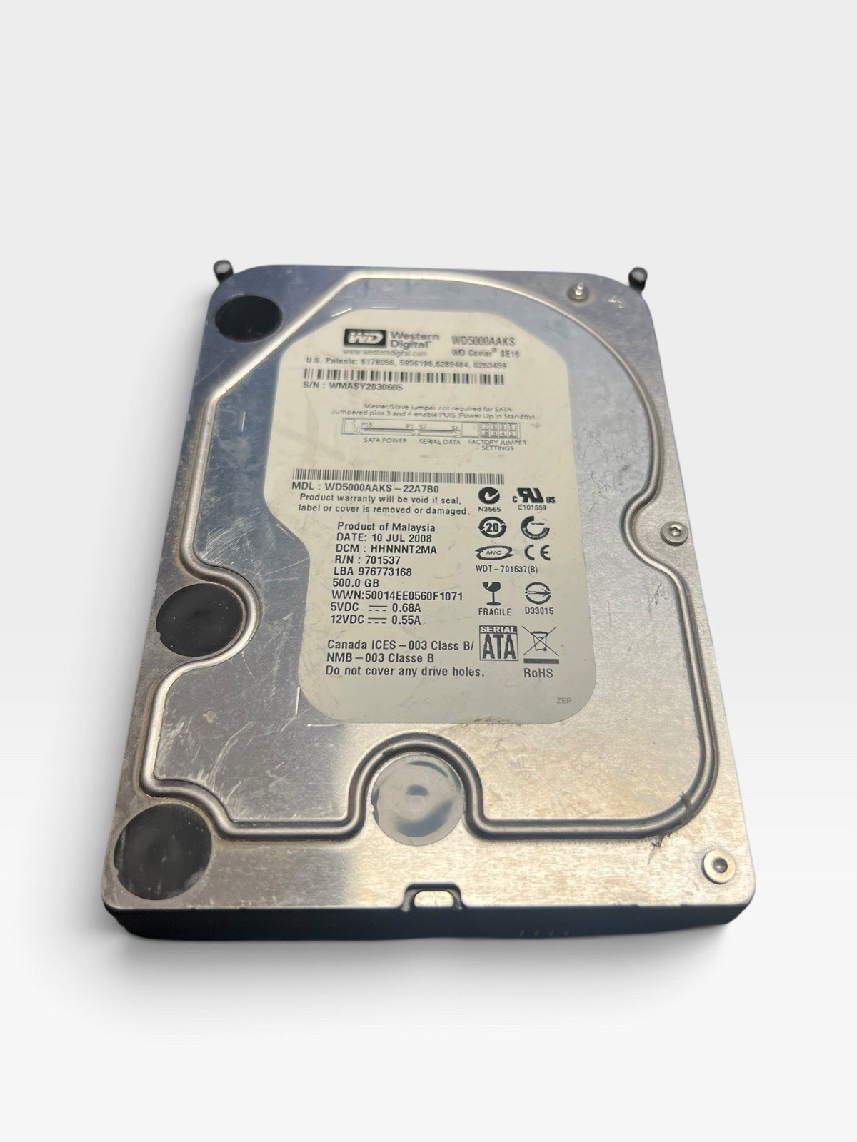 Western Digital WD5000AAKS-22A7B0 500GB 7200RPM 3.5” SATA HDD Caviar SE16