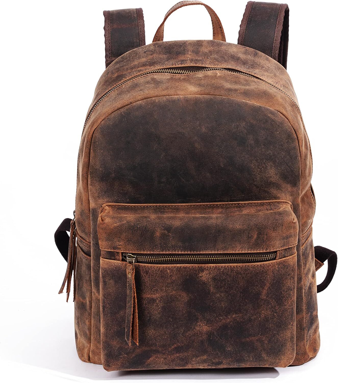KomalC 17 inch Leather backpack rucksack laptop bag, travel hiking travel... 