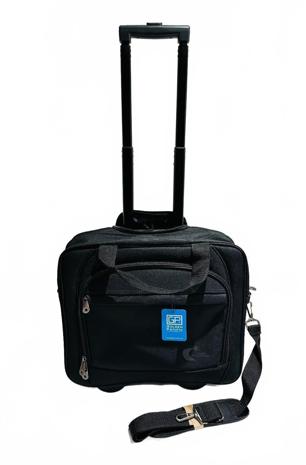 NWT Golden Pacific Rolling Laptop Bag Black with Shoulder Strap Luggage