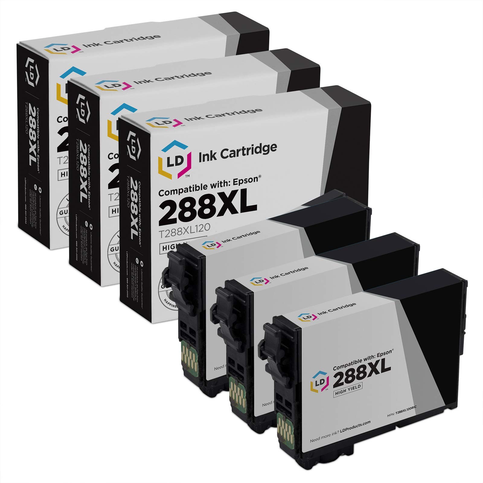 LD Replacement Epson T288XL120 (288XL) Black Ink Set of 3 for XP-330, XP-430