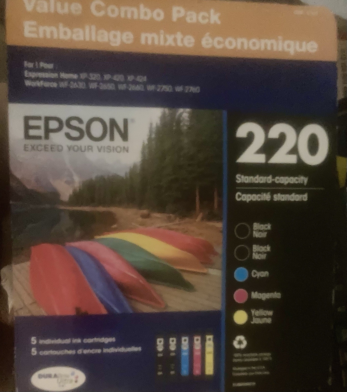 EPSON 220 Value Combo Pack Set of 5 ink cartridges expire 04/2028 NEW IN PACKAGE
