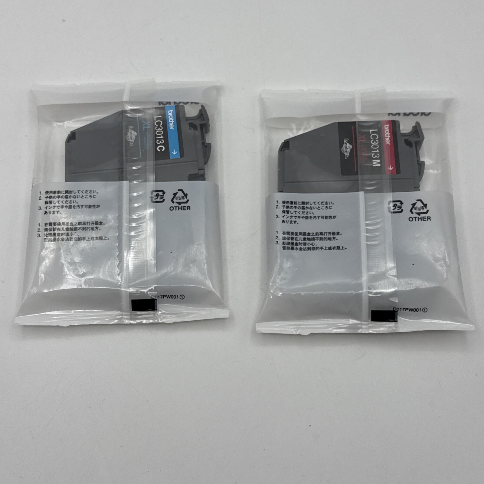 Genuine Brother LC3013C XL Cyan & LC3013M XL Magenta Ink Cartridges Lot Of 2