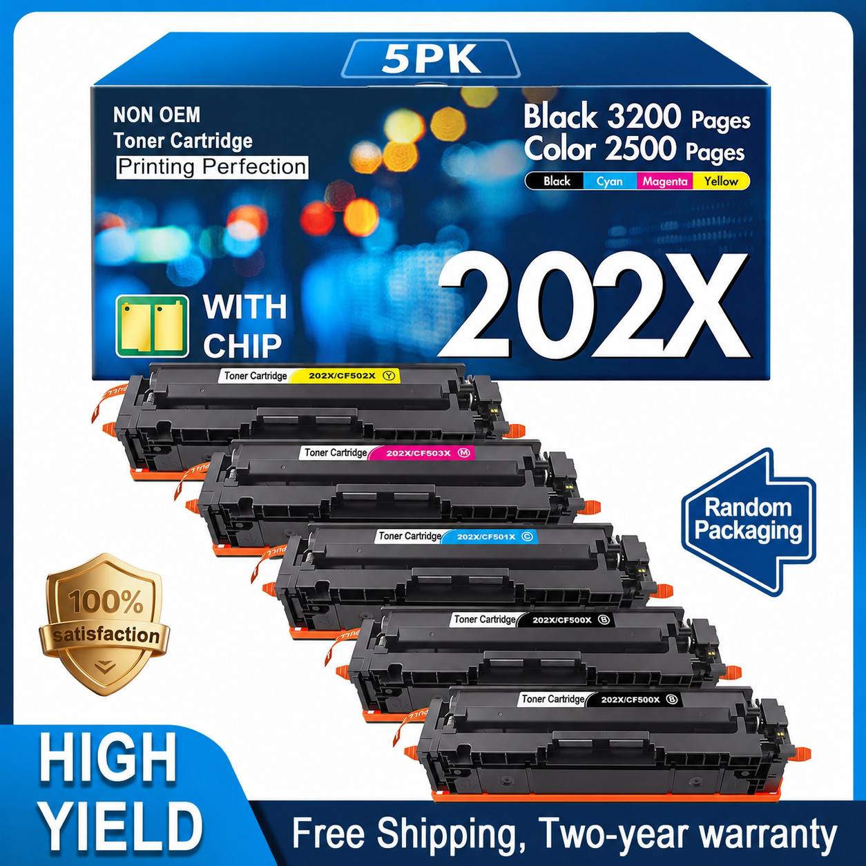 202X CF500X 5PK High Yield Toner fit for M254dw M254dn M254nw M281fdw M280cdw