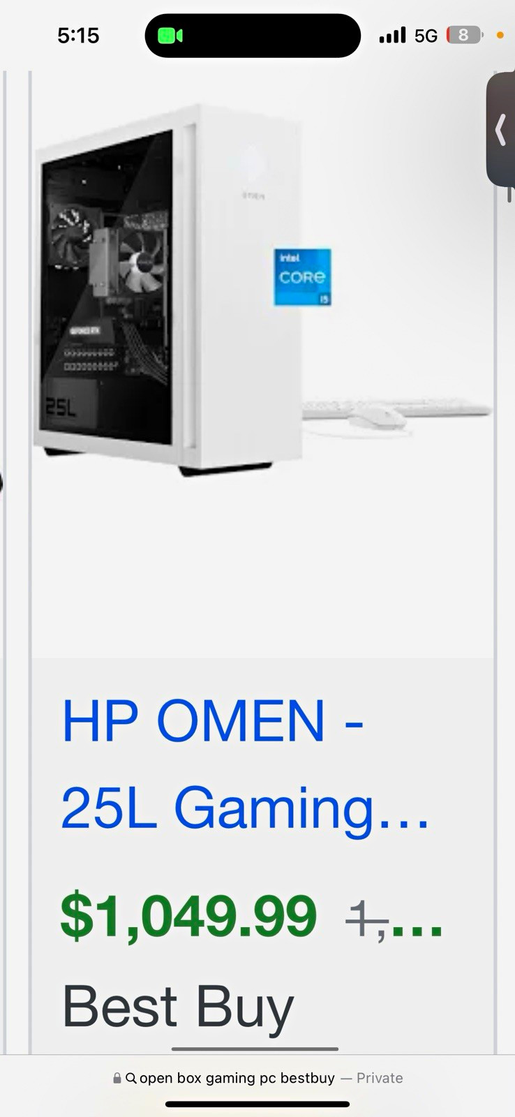 HP OMEN 25L Gaming Desktop Tower PC Intel Core i5 Dedicated Graphics White