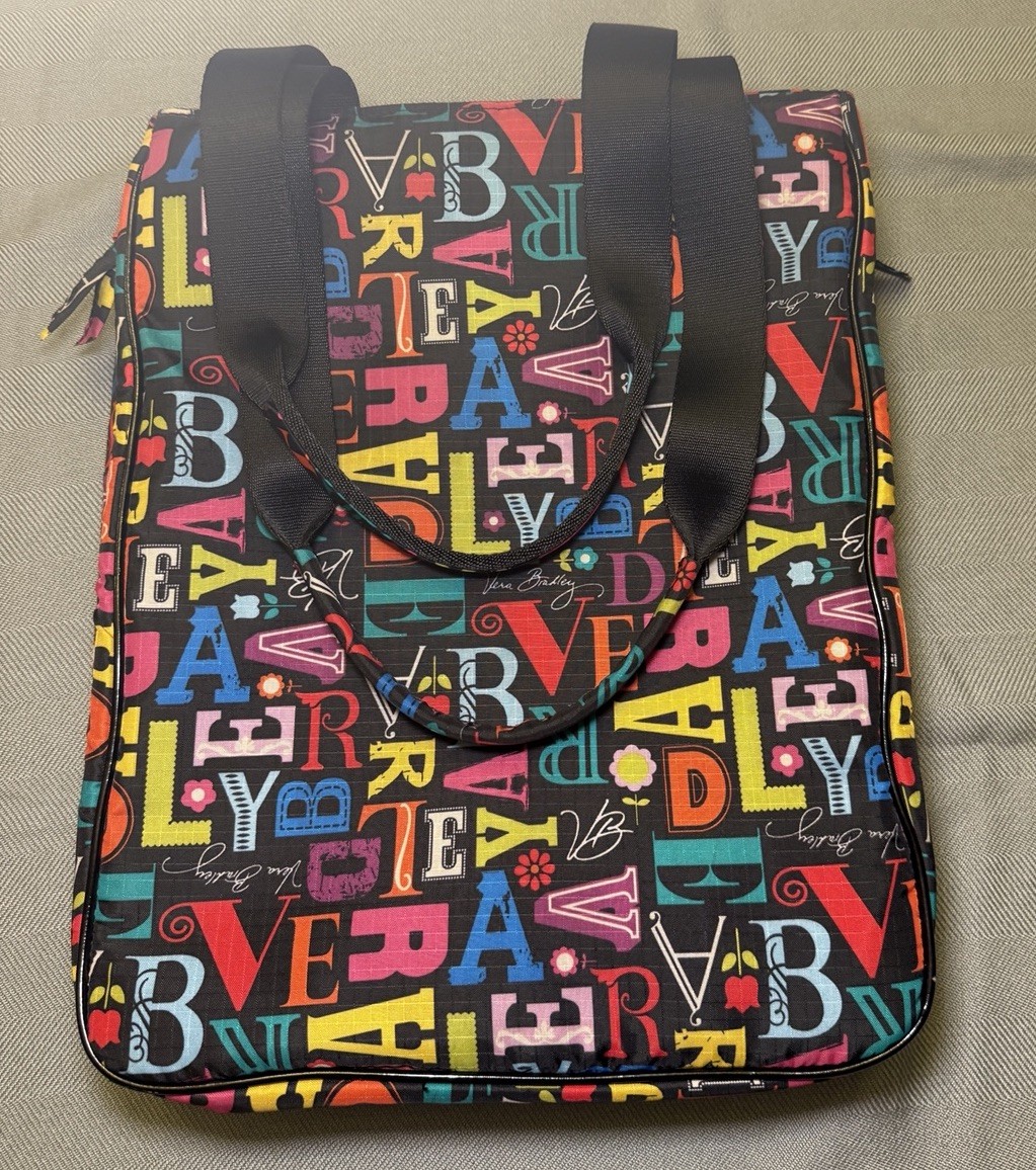 Vera Bradley Frill Alphabet Laptop Tote Bag Checkpoint Friendly Travel Case