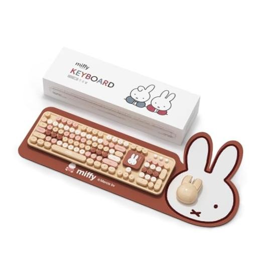Miffy 104-Key Wireless Keyboard & Mouse Combo with Large Milk Tea Colorful
