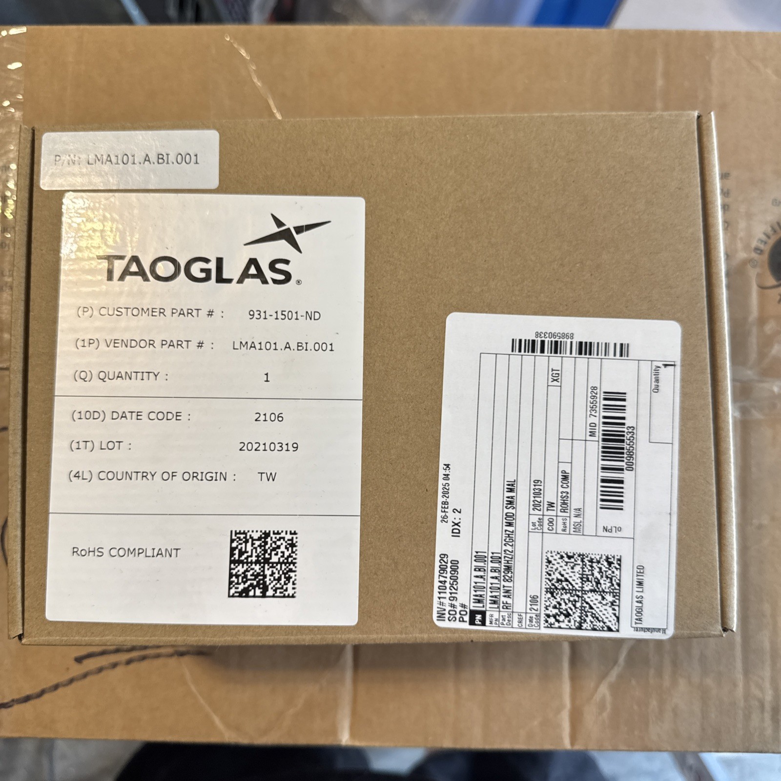Taoglas Gemini LMA101.A.BI.001 5G 4G LTE 2x2 MIMO Antenna SMA NEW