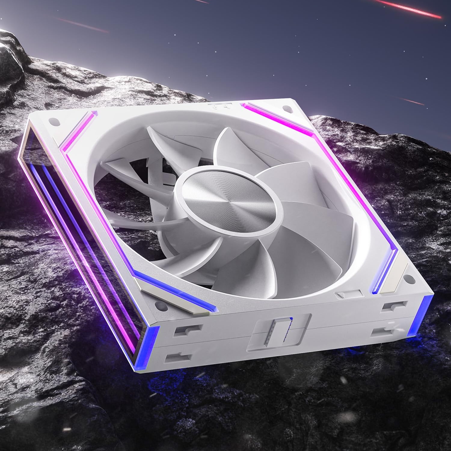 Asiahorse Dawn 120mm Case Fan, ARGB PWM 1-pack-Reverse blade, White