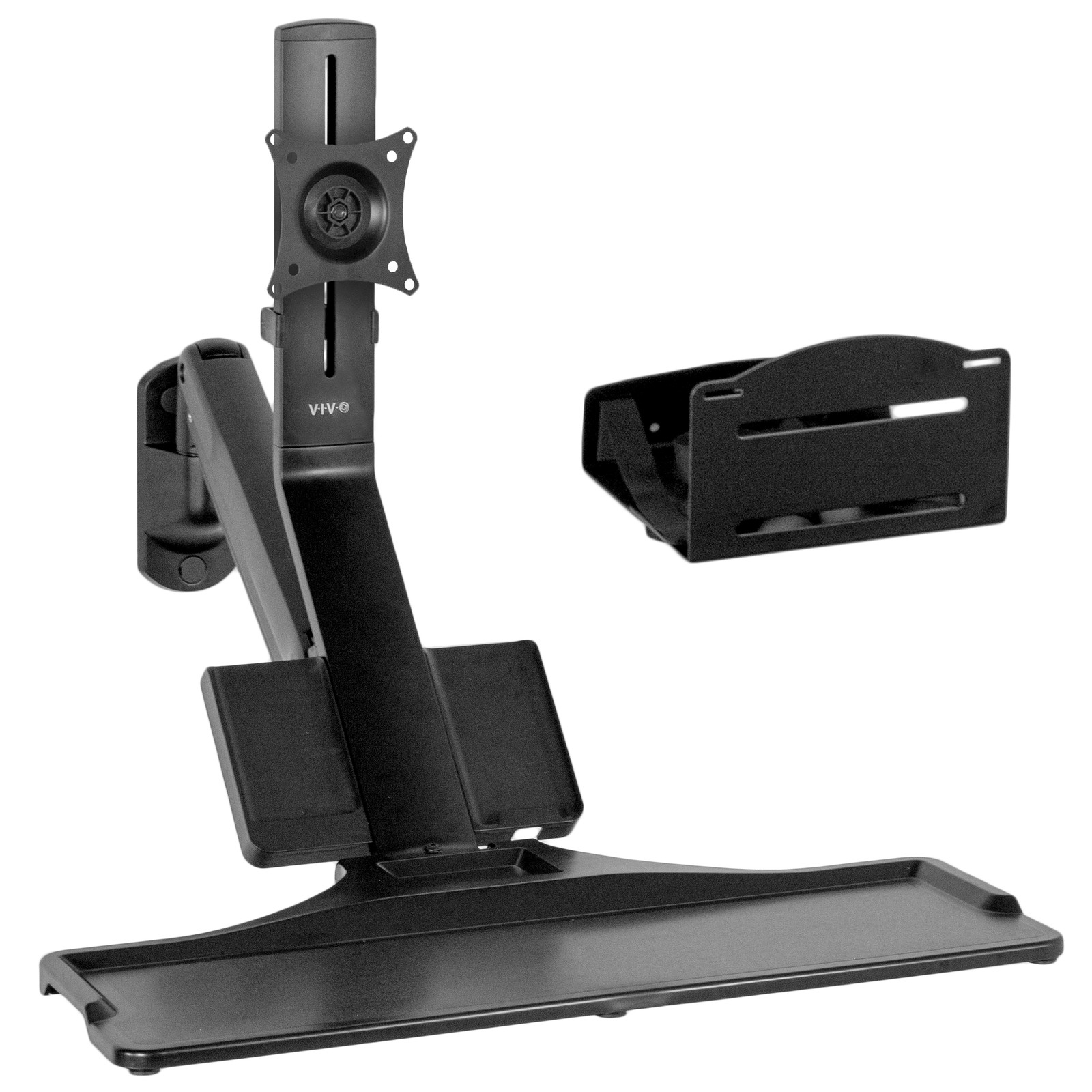 USED VIVO Premium Single Monitor & Keyboard Sit-Stand Wall Mount and CPU Holder