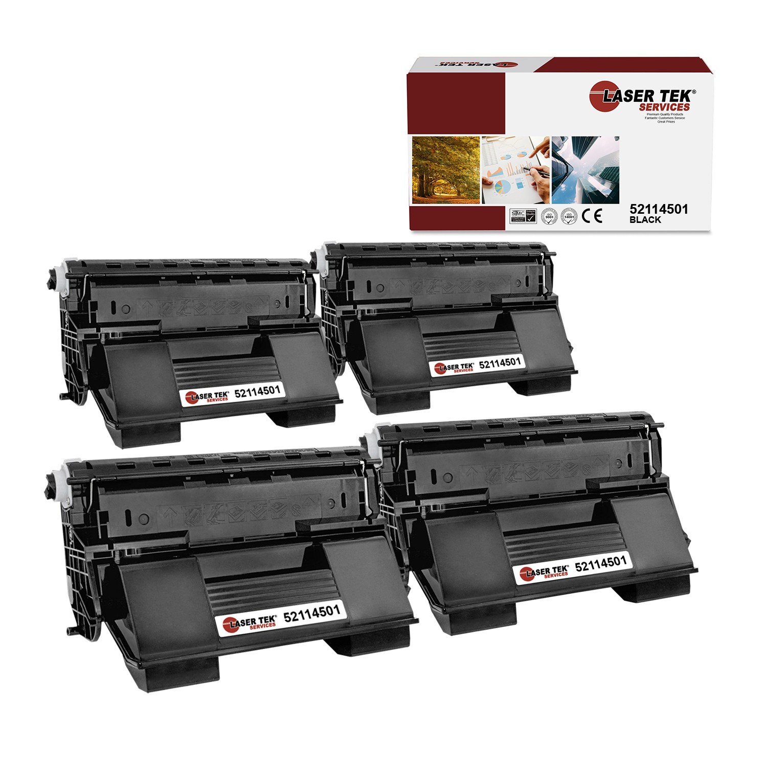 4Pk LTS B6200 52114501 Black Compatible for Okidata B6200 B6200dn B6200n Toner