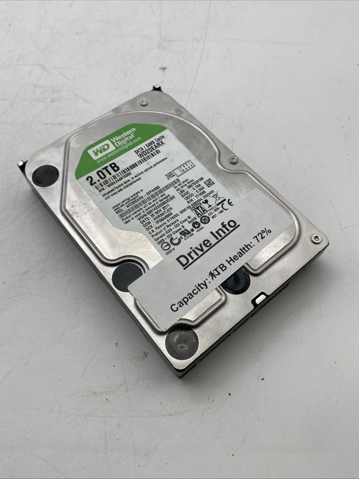 Western Digital WD20EARX-00PASB0 WD Green 2TB 3.5" 5400 RPM 6Gb/s SATA HDD