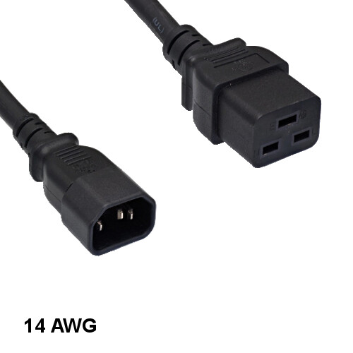 [Lot10] 10Ft Black Heavy Duty Power Cord IEC60320 C14 to C19 14AWG 15A/250V PDU 