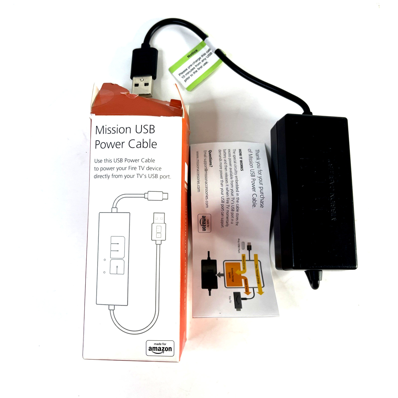 Mission Cables MC45 USB Power Cable for Amazon Fire TV Open Box