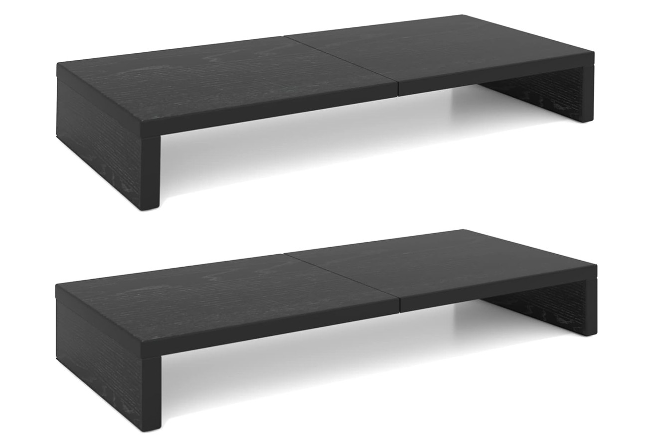 Teamix 2 Pack Monitor Stand Riser for 2 Monitors, Laptops, and PCs - Black, 2 px