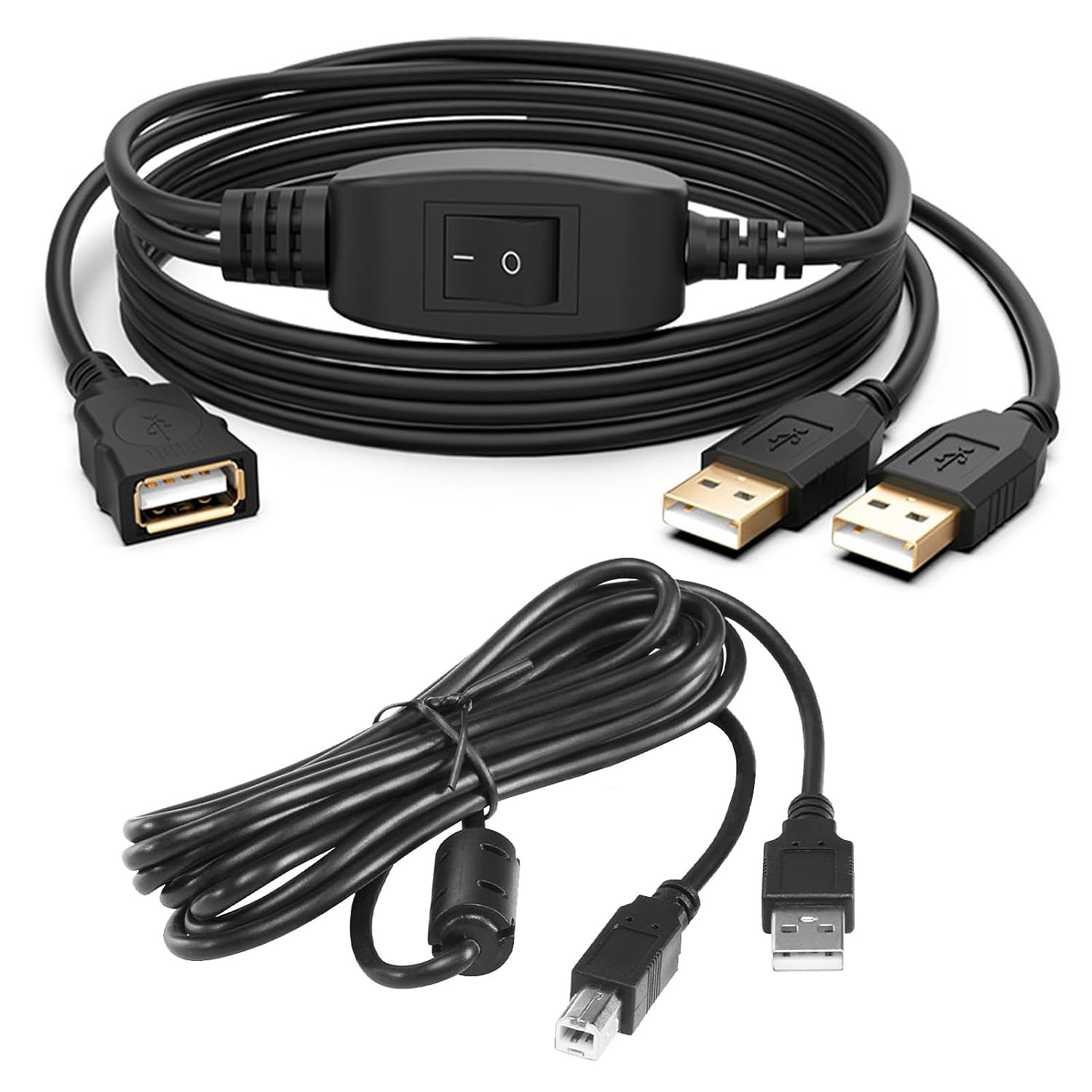 Herfair USB Splitter - 1 in 2 Out USB Splitter Y Cable Printer Cable Splitter