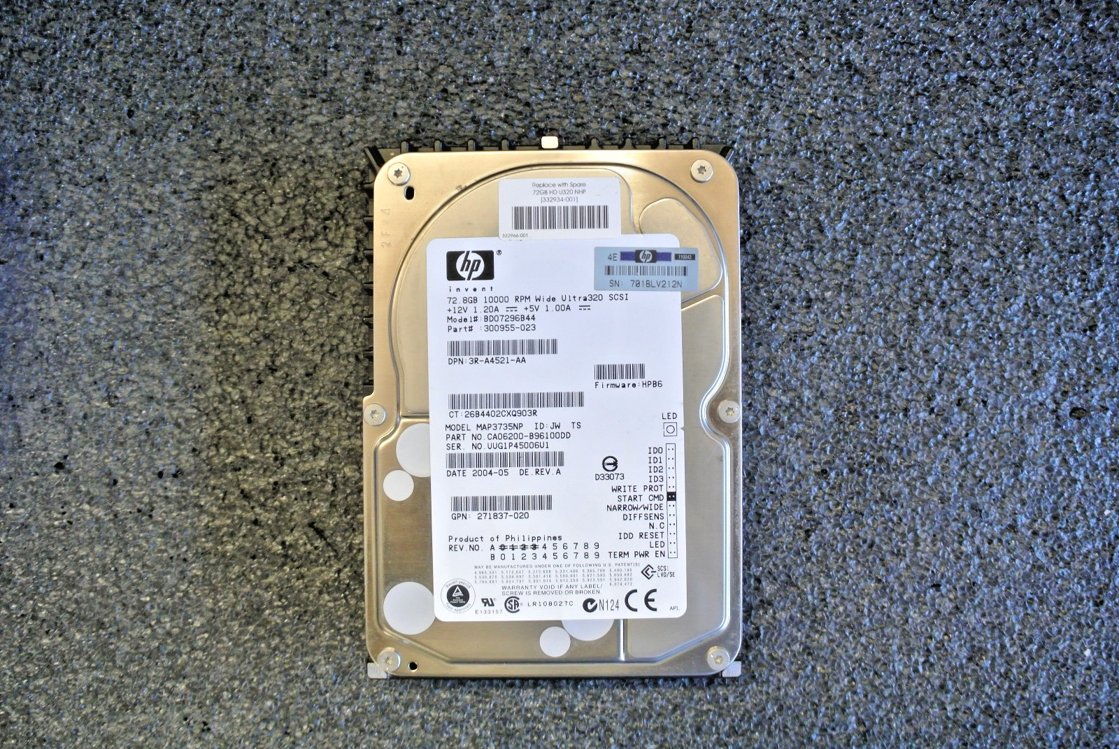 HP ALPHA DS10/DS15 73GB 10K U320 68PIN 3R-A4521-AA DS-RZ3GA-WA 332934-001