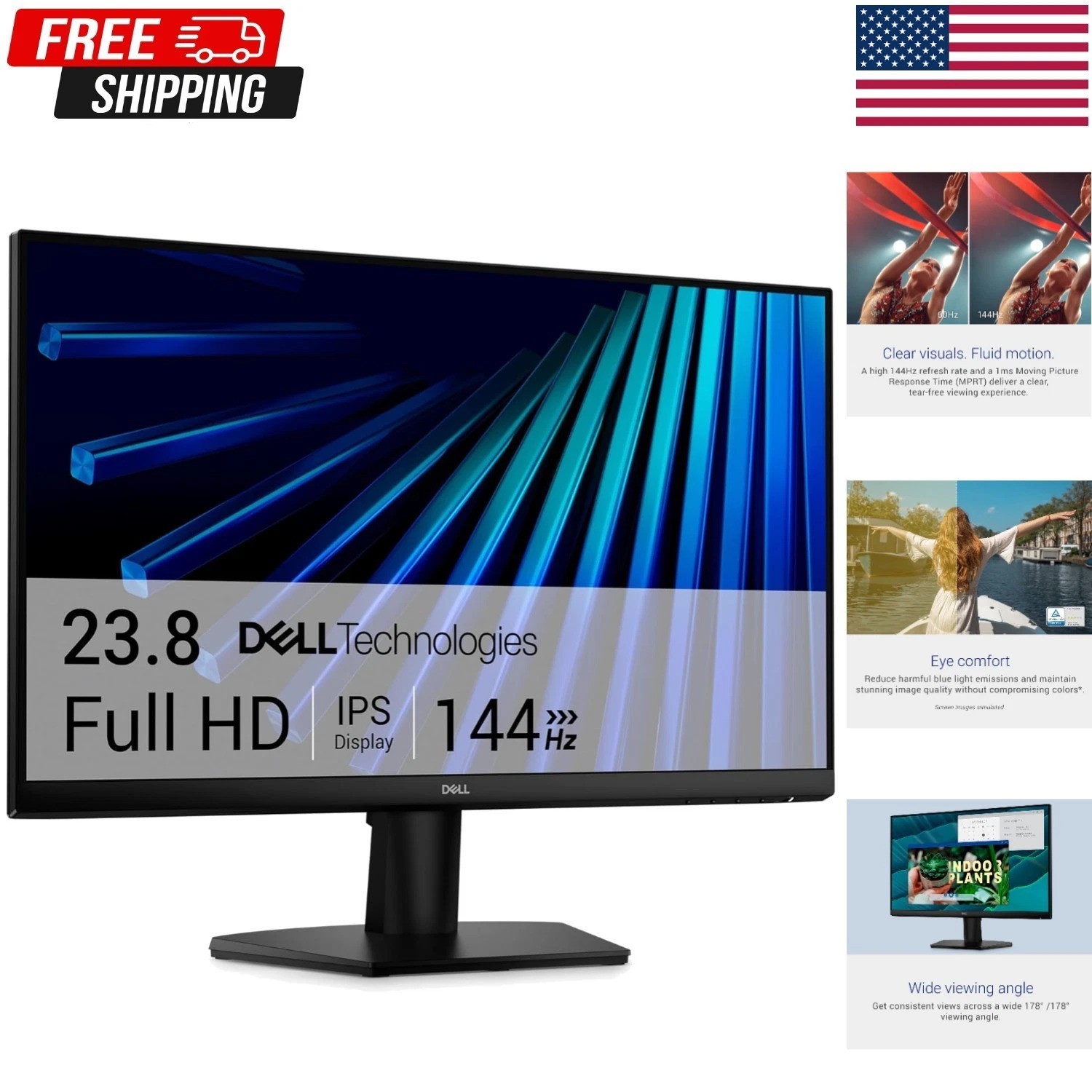 Dell 24" Monitor SE2426H - 23.8-inch FHD (1920x1080) 144Hz