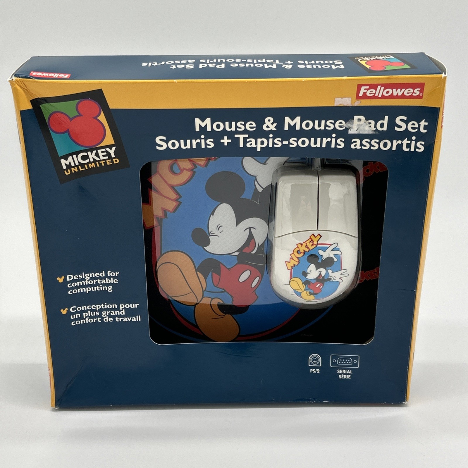 Vintage NEW Fellowes Disney Mickey Mouse Computer Mouse & Mouse Pad Set