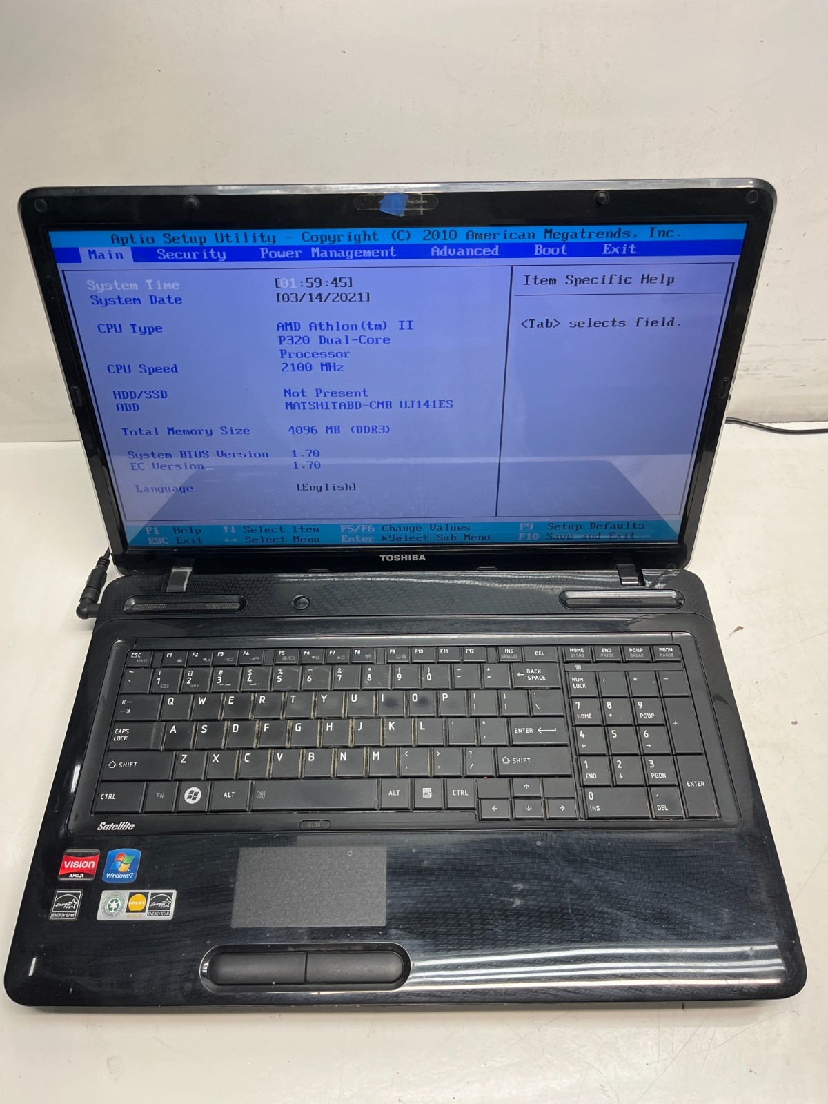 Toshiba Satellite L675D-S7015 AMD Athlon II 2.1GHz 4GB NO HDD