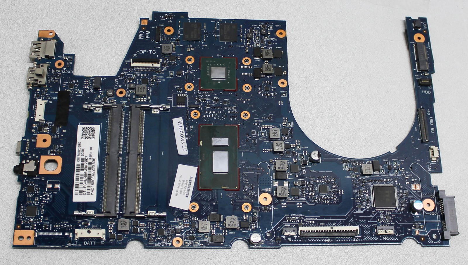 924006-601 Hp Motherboard I7-8550U 1.8Ghz Sr3Lc Dsc For Envy 17-U273Cl"GRADE A"