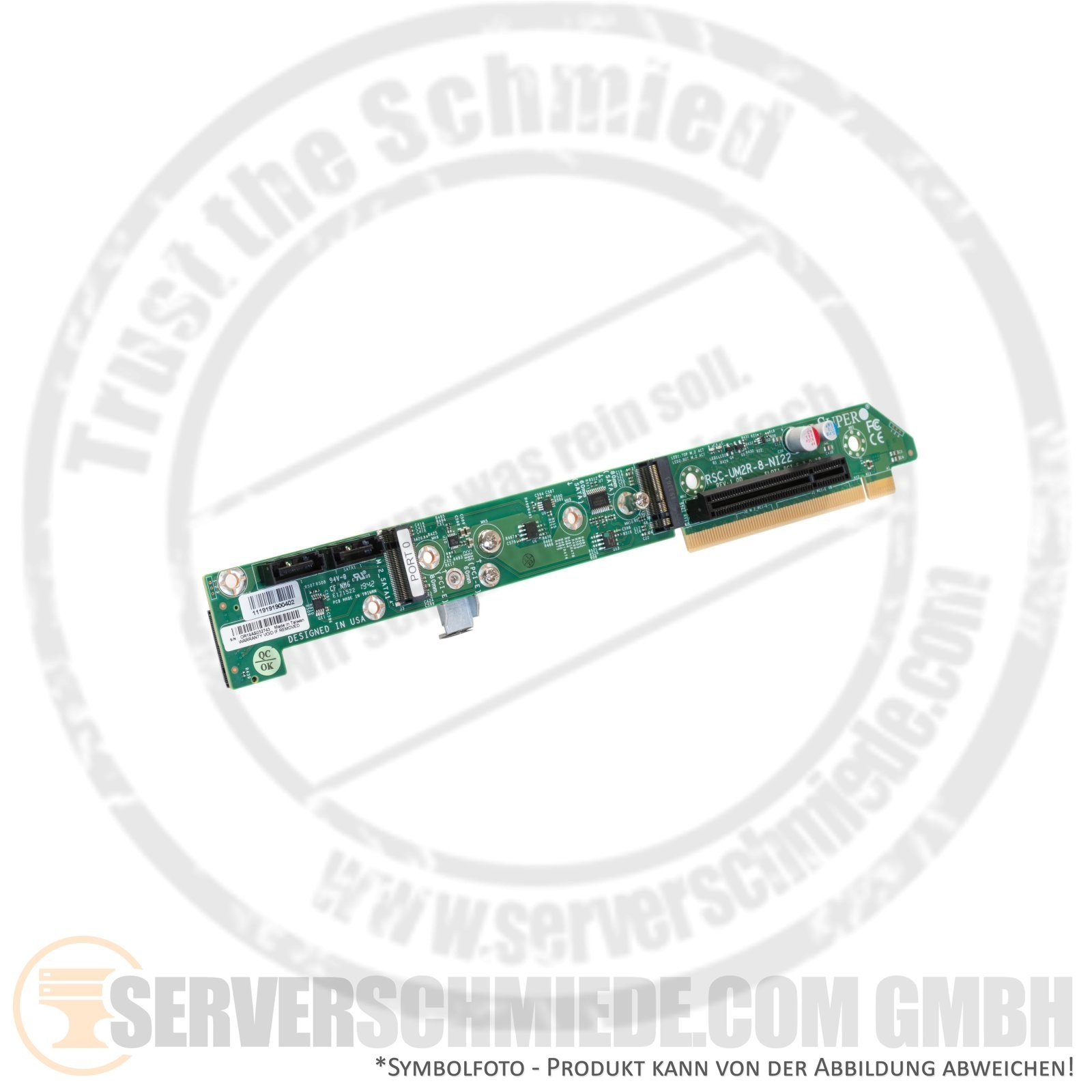 Supermicro 1U Ultra RHS Riser Card J2 M.2 PCIe1 Slot1 PCIe 3.0 X8 RSC-UM2R-8-NI2